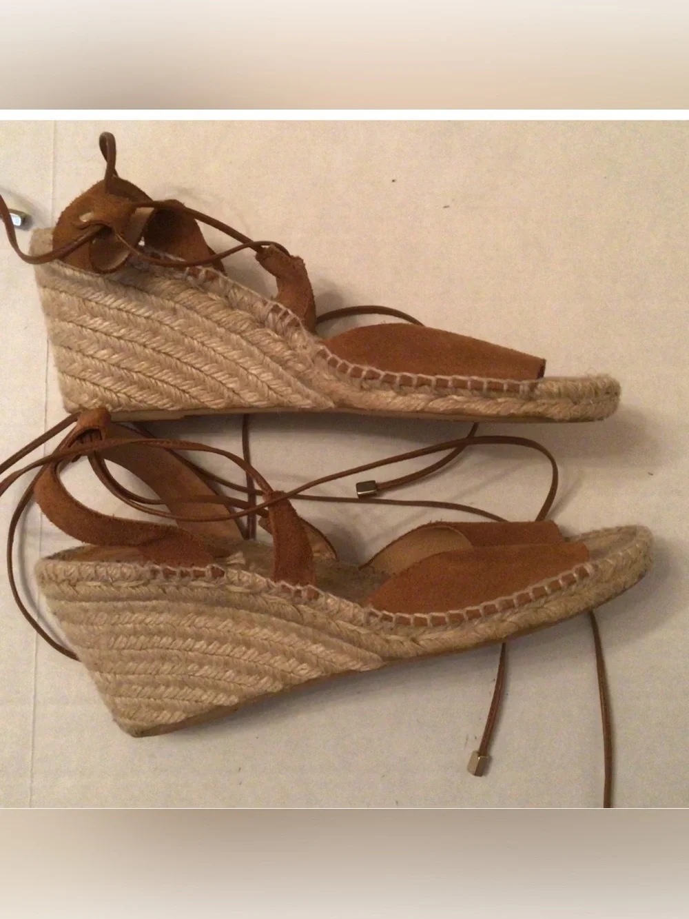 Ankle-Tie Brown Espadrille Wedge Sandals